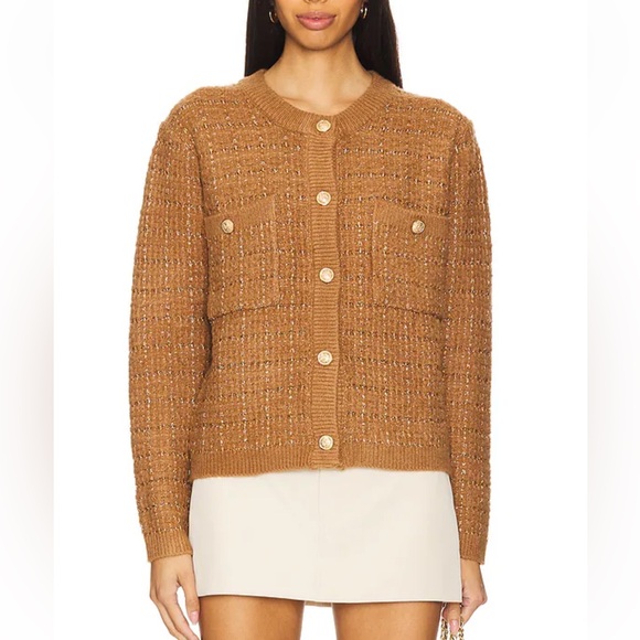 Line & Dot Alexa Cardigan Camel
Tan Knit sweater tweed jacket Revolve S - Picture 1 of 8